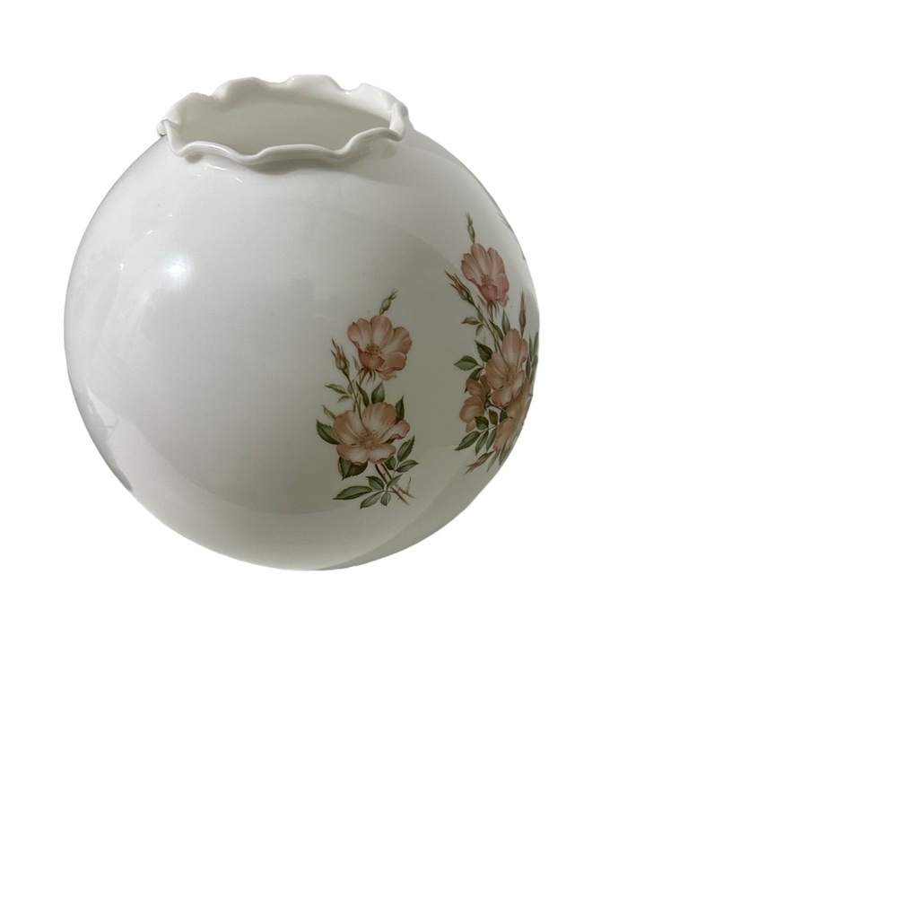 Vtg Hand Painted Floral Bulbous Ceramic Hurricane Parlor Lamp Brass Pedestal 24” - Picture 10 of 17